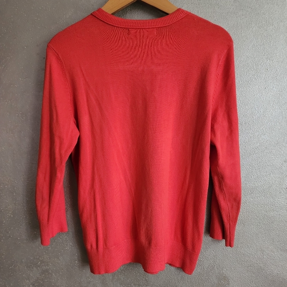 📚Bright & Beautiful deep Coral/Guava button down Cardigan - Picture 3 of 4